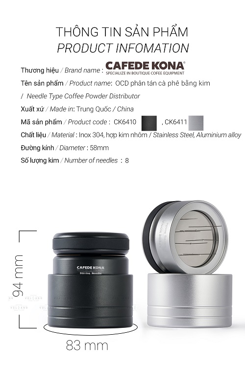 Dụng cụ phân tán bột cà phê sau khi xay dạng kim xoay CAFE DE KONA