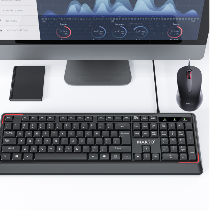 Bàn phím máy tính có dây Sothing MAKTO AK-320, chuột có dây MAKTO M1 USB cao cấp, độ nhạy cao, dannhf cho PC, Laptop- Hàng chính hãng