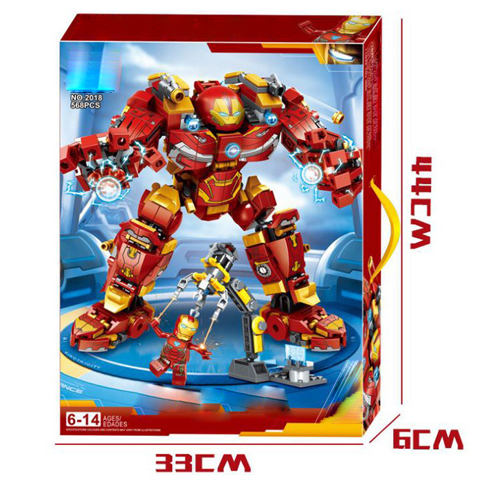 Đồ Chơi Xếp Hình Mô Hình Robot Hulk buster Iron Man Người Sắt MK44 568 Chi Tiết Hộp Đẹp Làm Quà Tặng