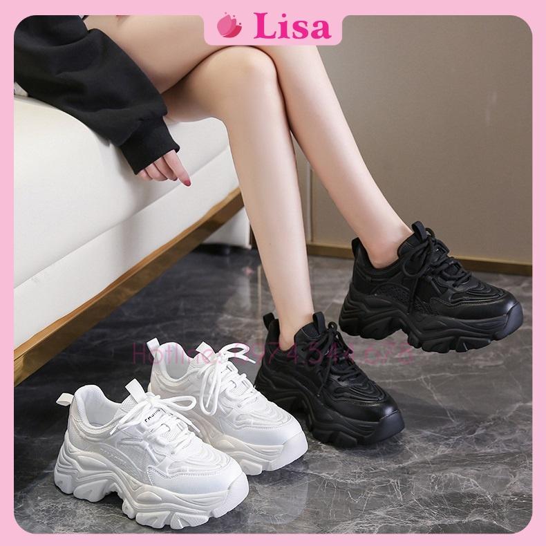 Giày Thể Thao Nữ, Giày Sneaker Nữ Độn Đế Da Mềm Phối Lưới Phong Cách Ulzzang, M64 Lisa