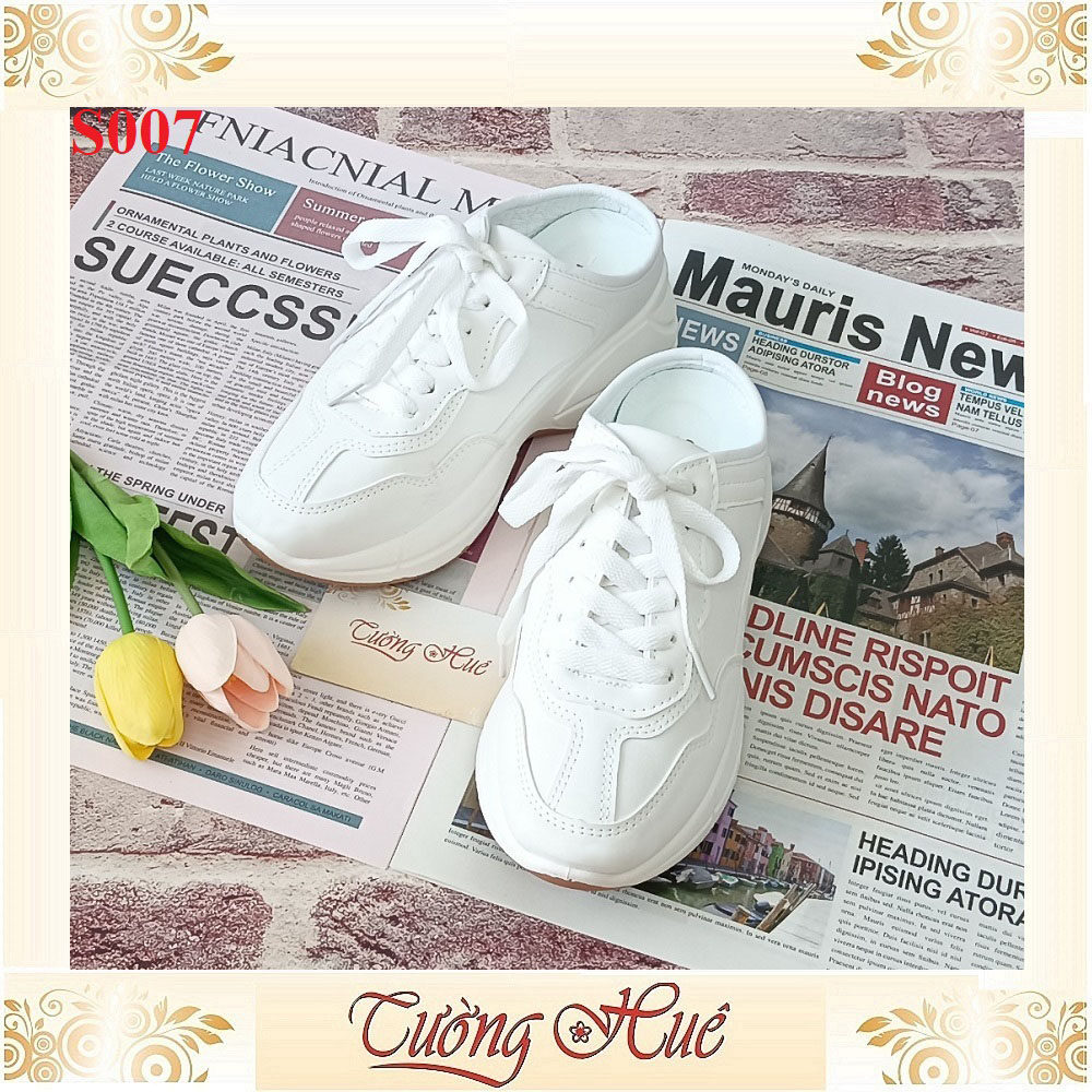 Giày Sục Thể Thao Nữ Buộc Dây Bít Mũi Đế Nâng Chiều Cao 6CM - Hàng Quảng Châu - S007