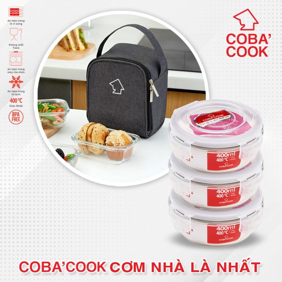 Hộp thủy tinh hộp đựng cơm trữ thức ăn chịu nhiệt COBA'COOK hộp tròn 950ml- CBHR950