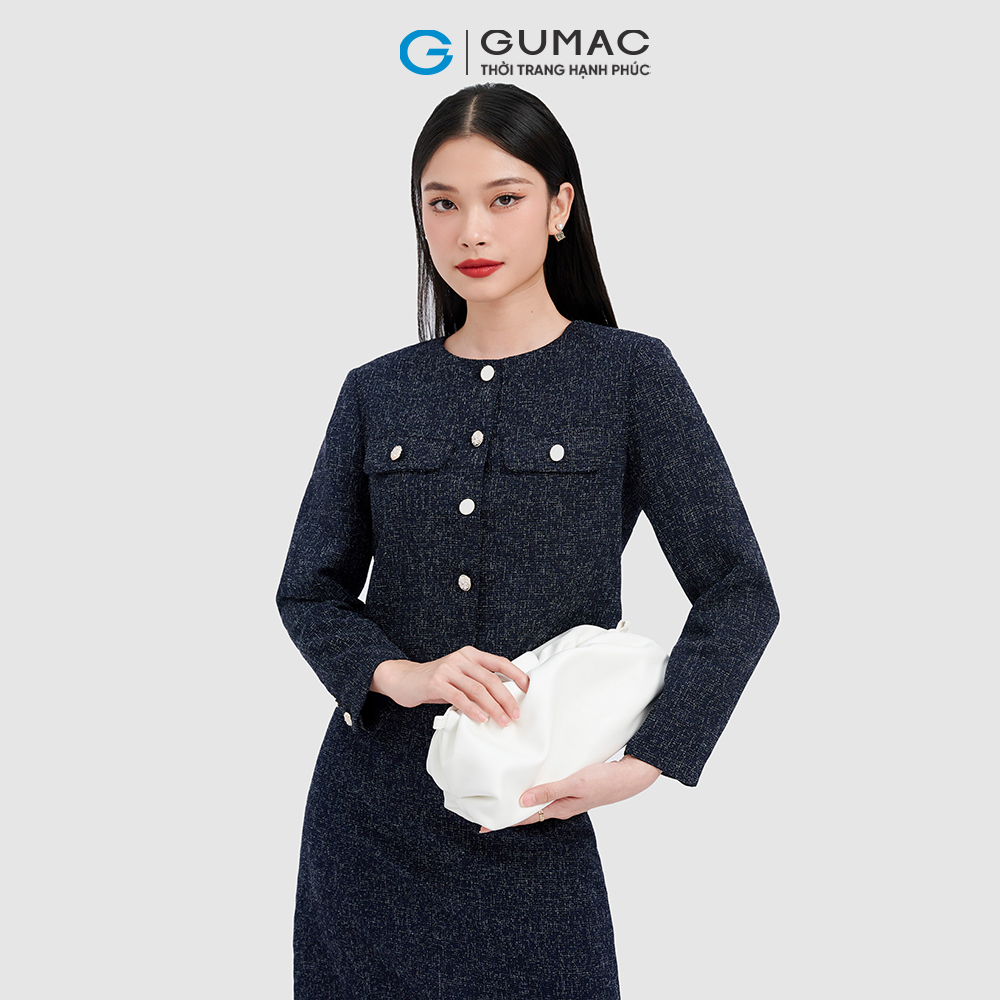 Áo khoác lửng GUMAC AC10057 nắp túi đính nút