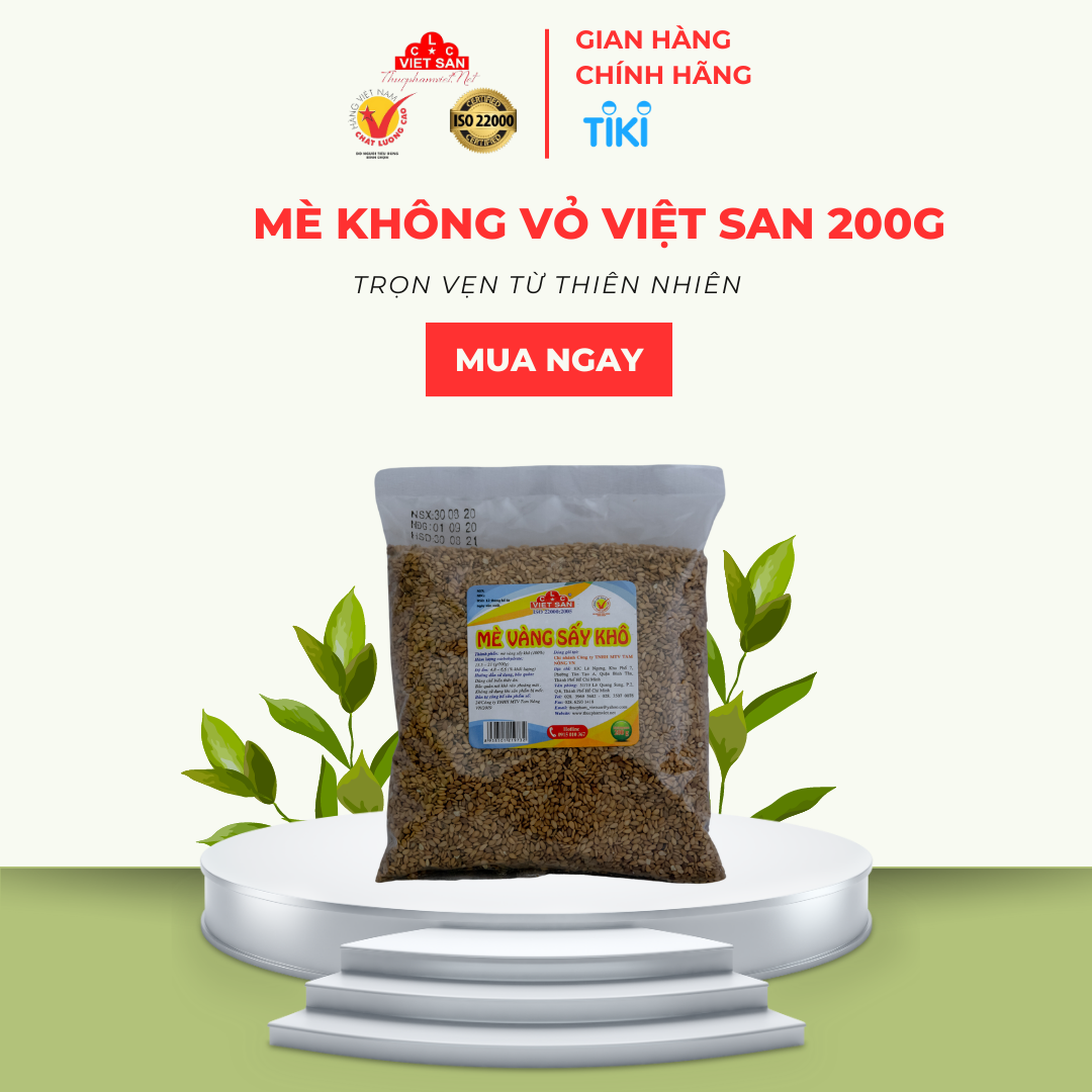 Hạt Mè Vàng Nguyên Vỏ Thơm Ngon Việt San (Gói 200g)