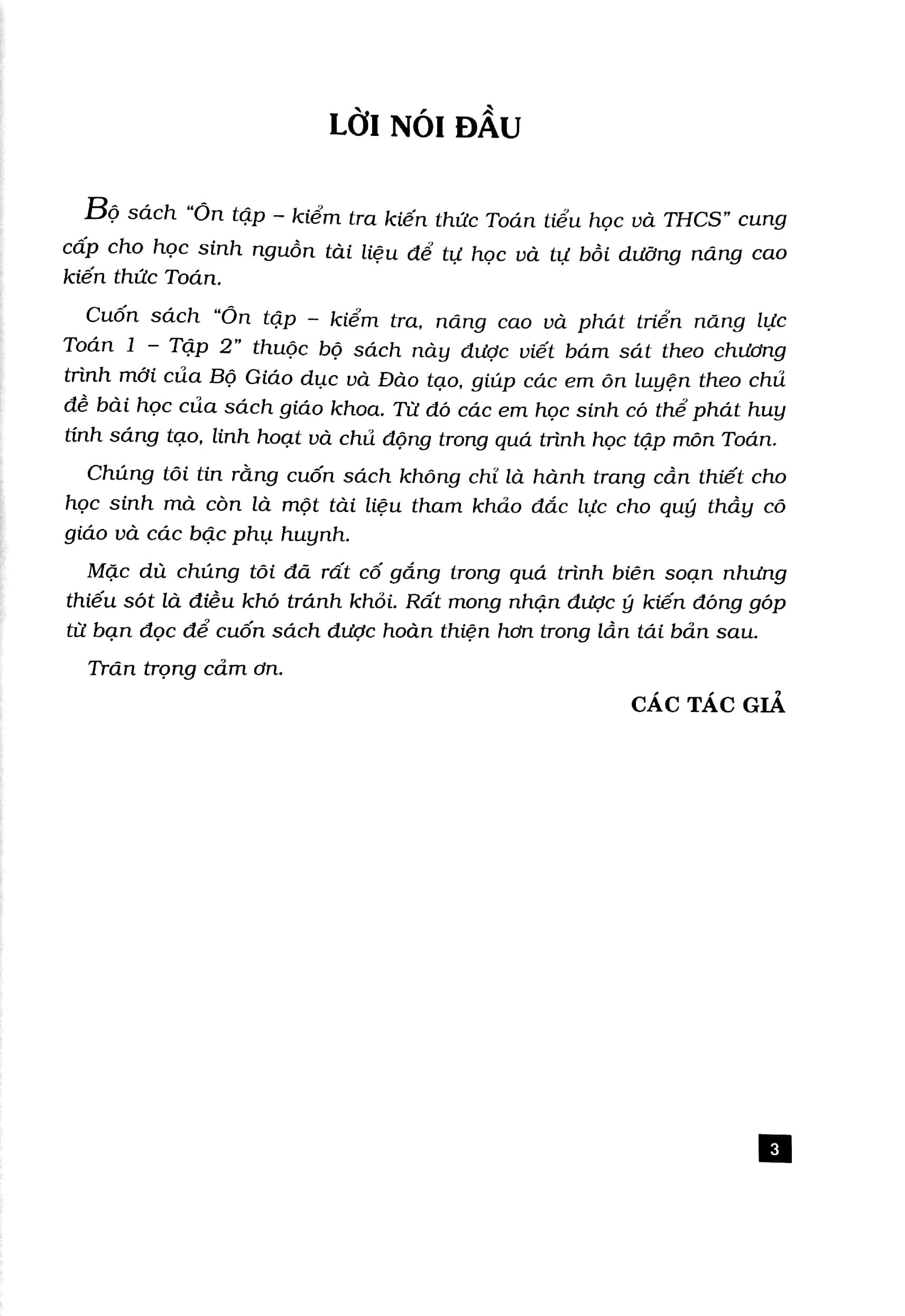 Ôn Tập - Kiểm Tra Nâng Cao Và Phát Triển Năng Lực Toán 1 - Tập 2