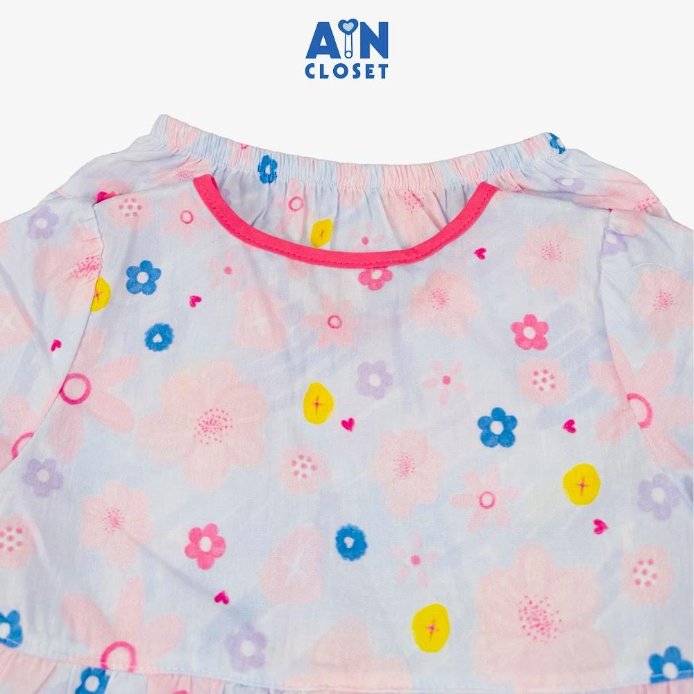Bộ quần áo ngắn bé gái họa tiết hoa Hồng Mai cotton - AICDBGUP3SZO - AIN Closet