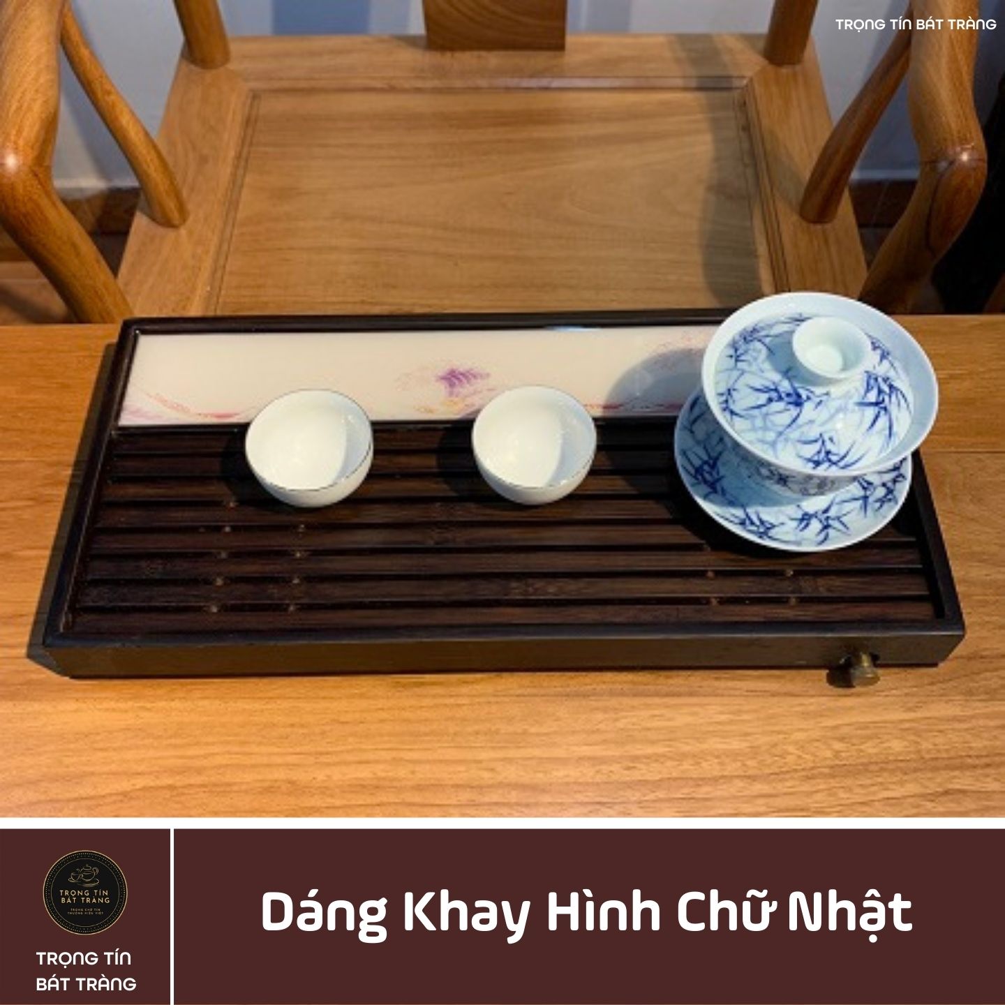 Khay Trà Tre Cao Cấp Sơn Thuỷ Chữ Nhật Lớn Kích Thước 40*19*3.8 KT 41