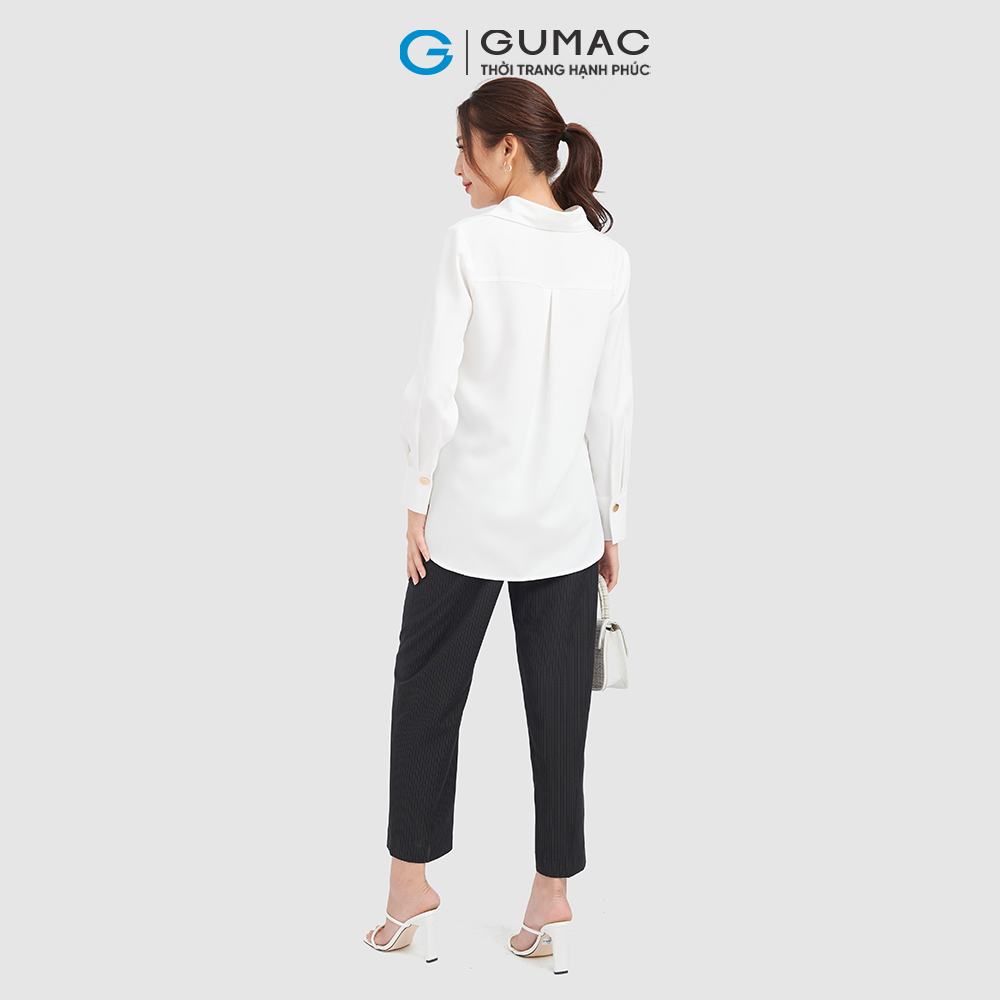 Áo sơ mi nữ GUMAC AC09029 tay dài phom suông rộng tà lệch