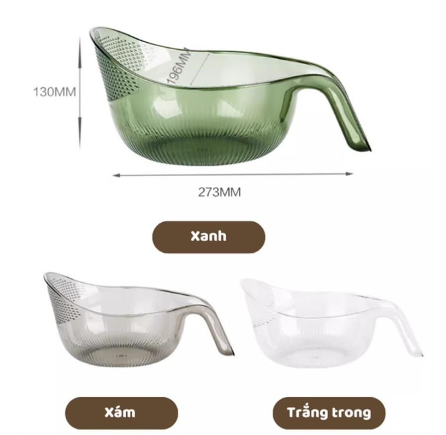 [KoSuyTu] Ca, Gáo Có Lỗ Ráo Nước Bằng Nhựa Trong Suốt - Vo Gạo, Rửa Trái Cây, Lọc Cái... - Kích Thước 24x20x13cm