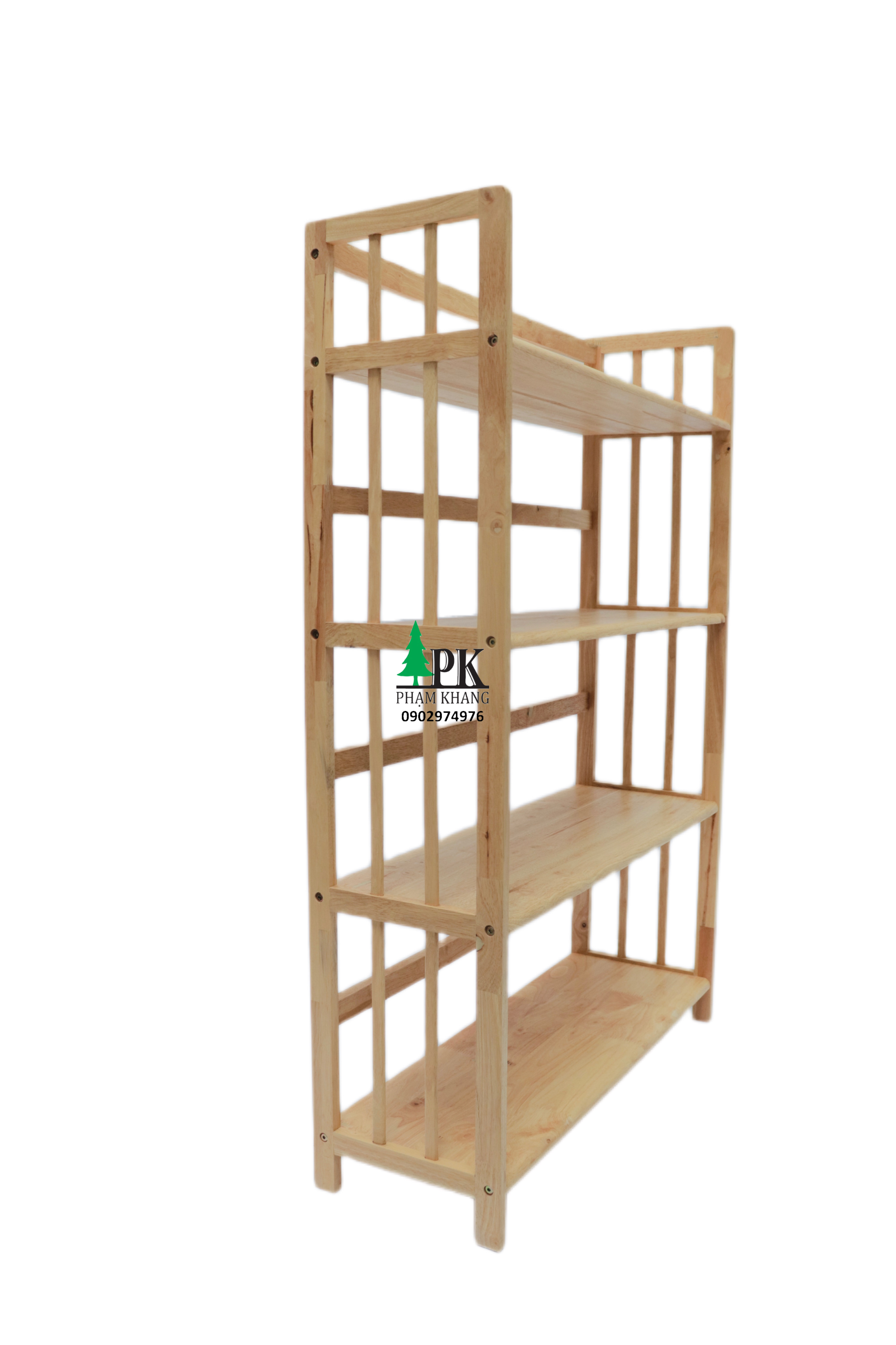 Kệ sách 4 tầng Start Decor - Gỗ cao su tự nhiên - Nhiều kích thước rộng từ 38 cm/ 50 cm/ 64 cm/ 80 cm/ 90 cm/ 100 cm/ 120 cm - Màu Gỗ Tự Nhiên/ Vàng Cherry