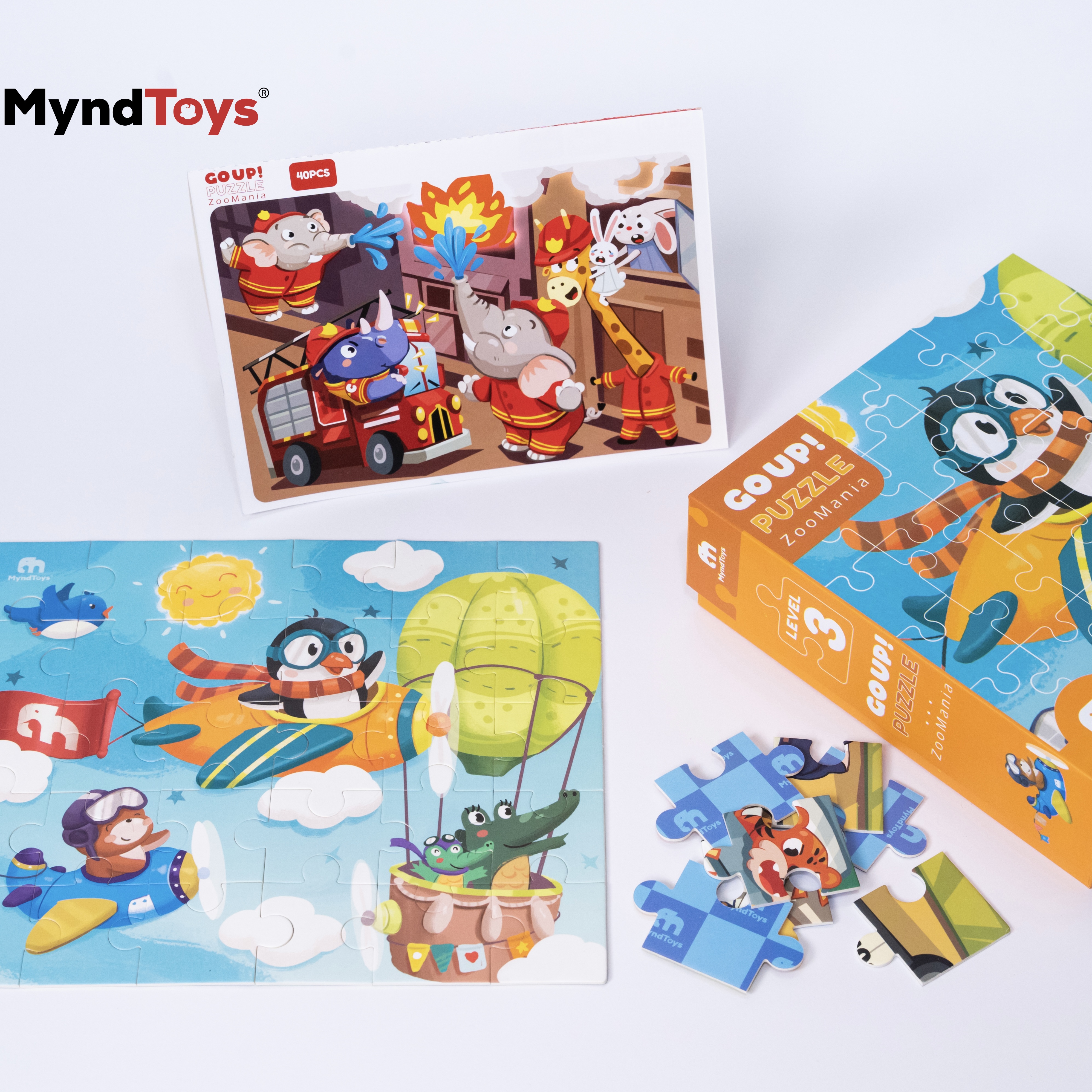 Đồ Chơi Xếp Hình Myndtoys Go Up! Puzzle Level 3 - ZooMania (Vườn Thú Sinh Động) Dành Cho Các Bé Trên 3.5 Tuổi