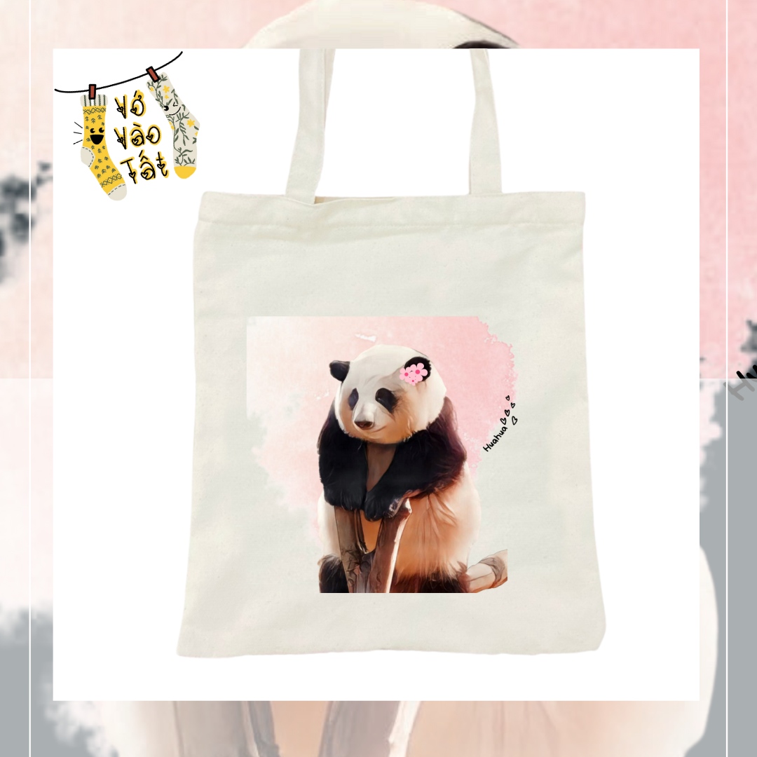 TÚI CANVAS GẤU TRÚC HOA HOA - HUAHUA PANDA