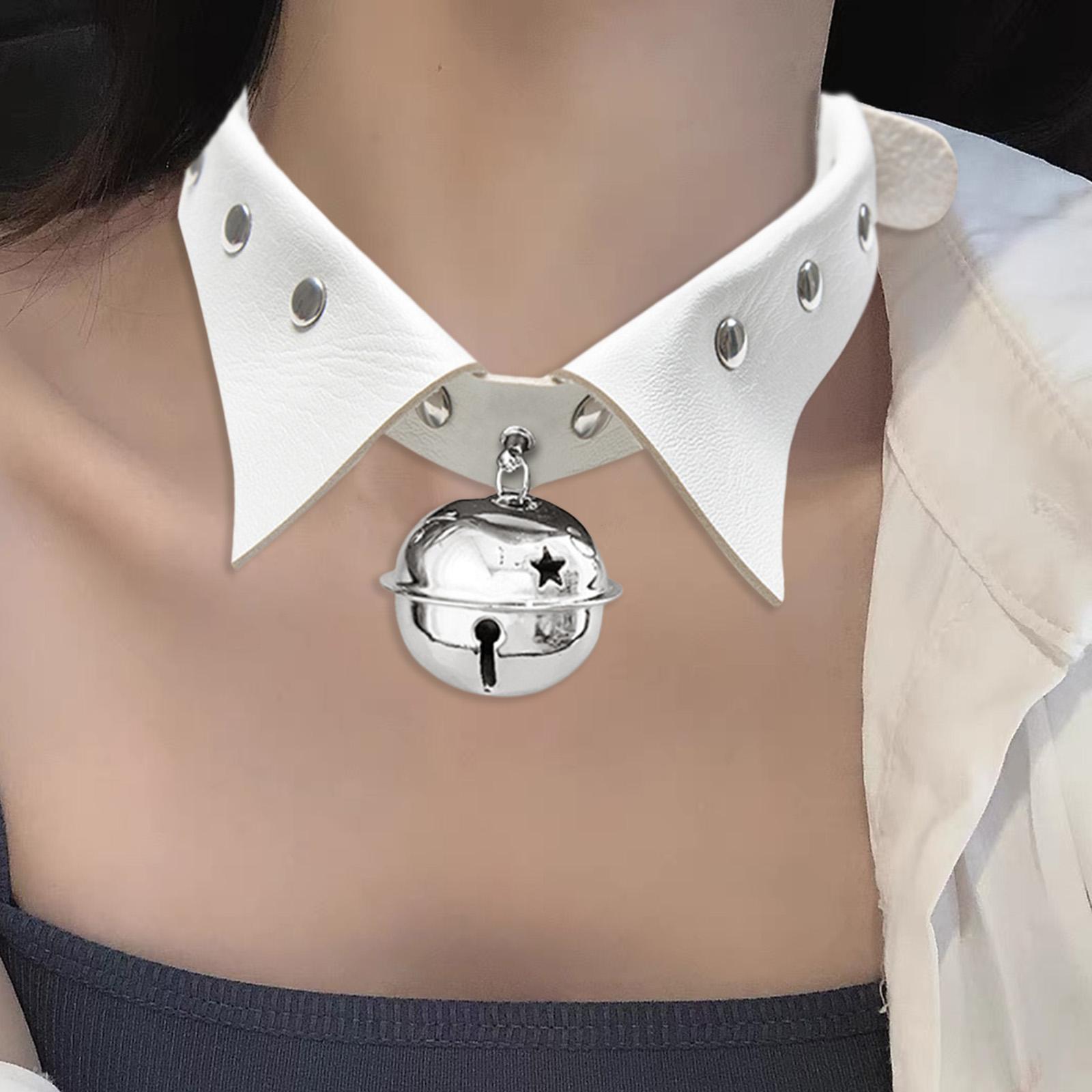 Rock Style Choker Collar Necklace Fashion PU Leather for Girls Cosplayer White