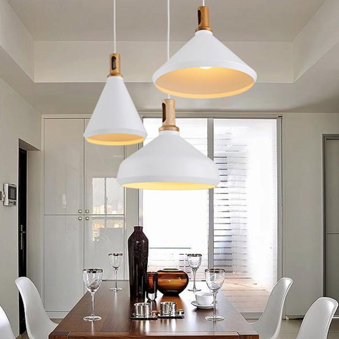 Đèn thả trang trí nội thất ABC phong cách Bắc Âu đui vân gỗ đẹp mắt - Tặng kèm bóng LED chuyên dụng