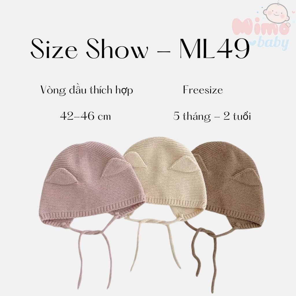 Mũ nón len cột dây tai mèo dễ thương cho bé 5m-2y Mimo baby ML49