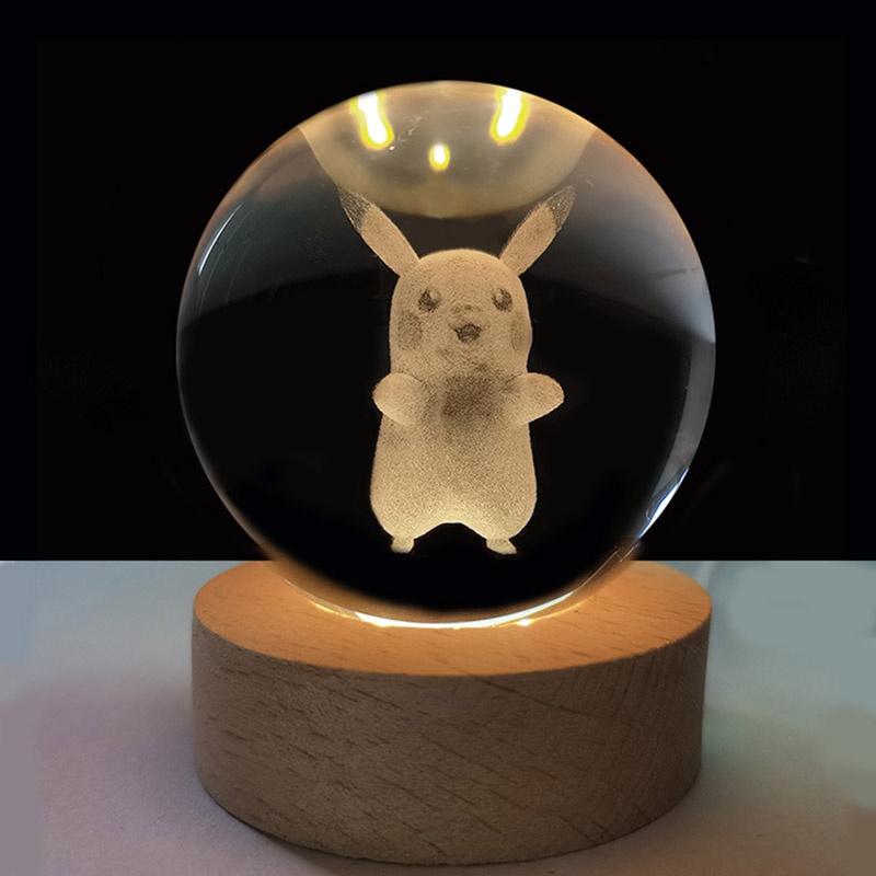 Bộ Quà Tặng Quả Cầu Pha Lê 3D larser LED chuột Mickey 6cm