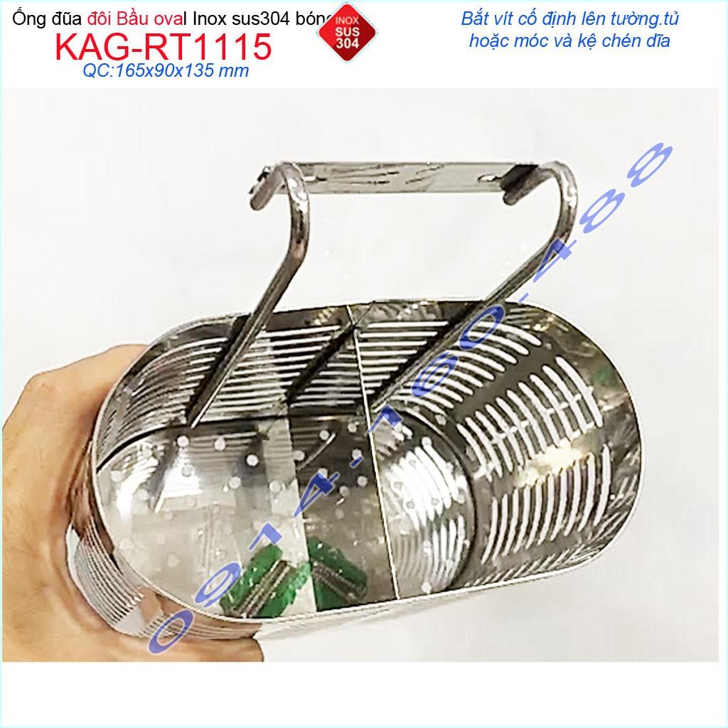 Ống đũa đôi bầu KAG-RT1115, ống đựng đũa nhà bếp inox dập khuôn SUS304 sáng bóng thiết kế đẹp siêu bền sử dụng tốt