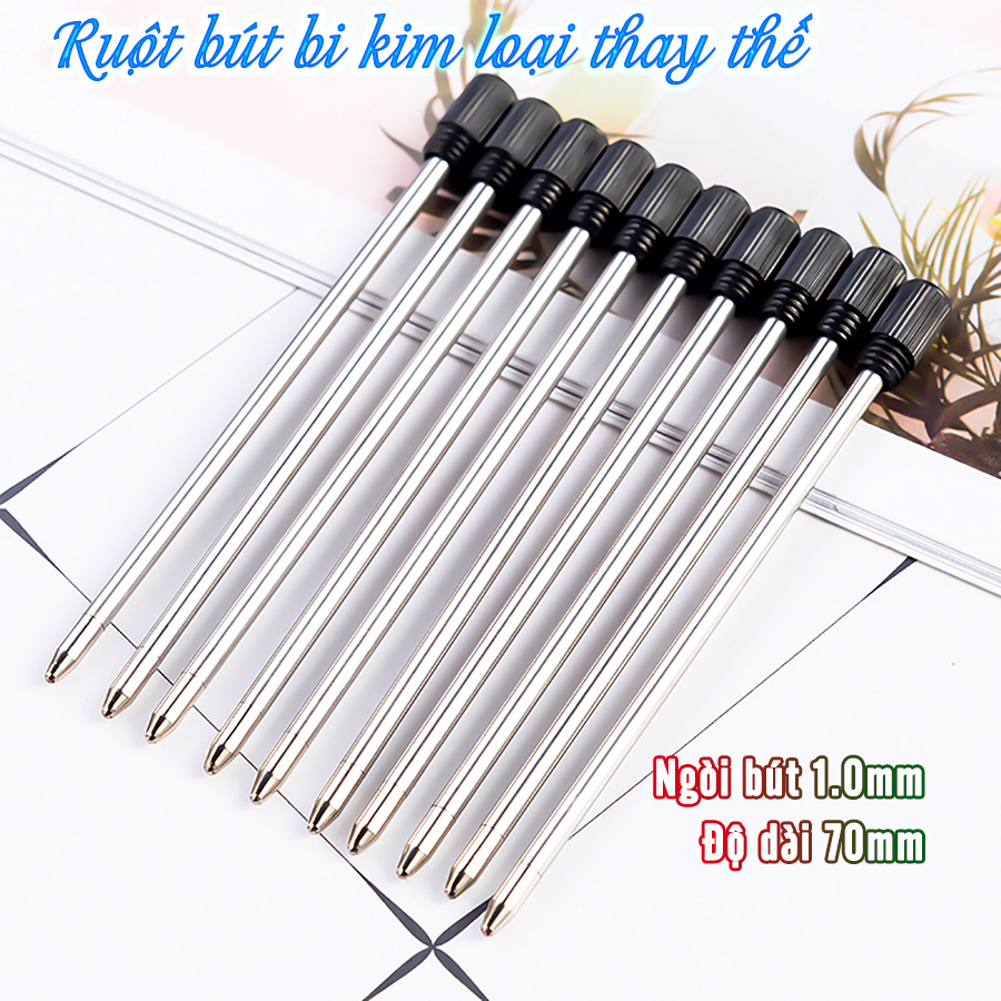 Combo 10 Ruột bút ký Bi kim loại 70mm 62mm 55mm ngòi 1.0mm thay thế - Ruột bút bi kim loại thay thế