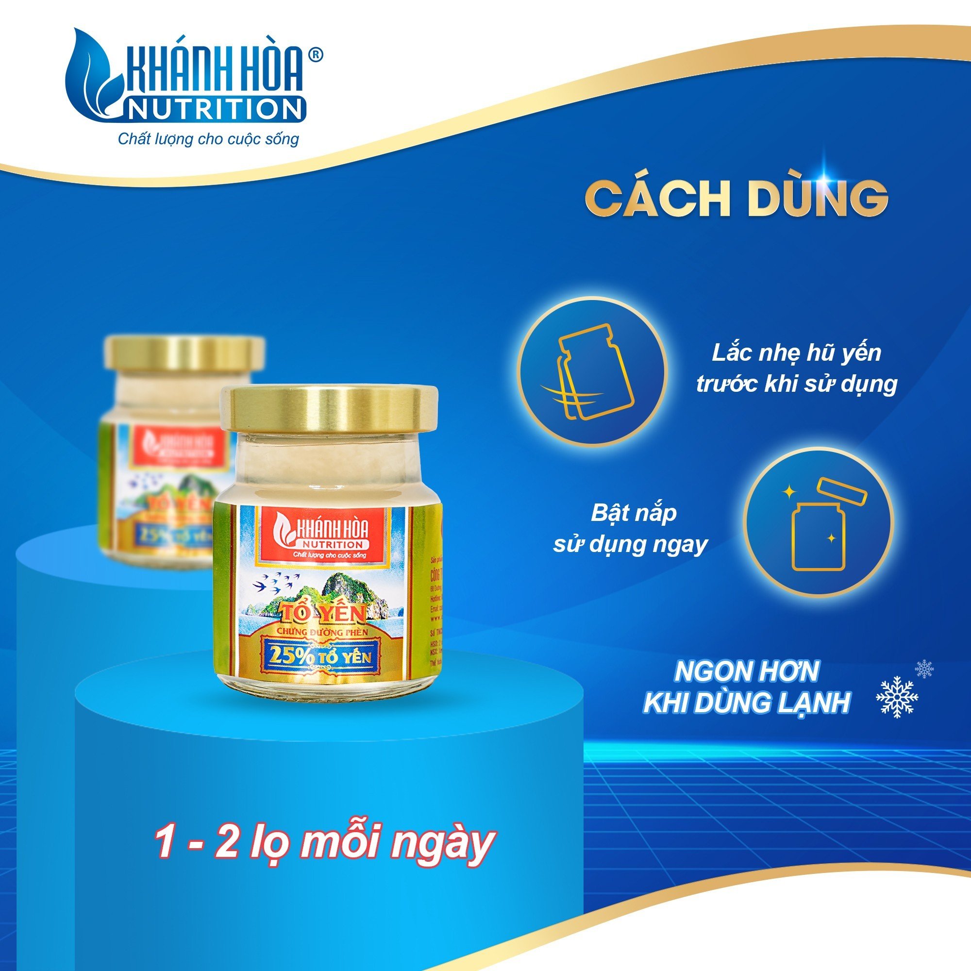 Tổ Yến 25% Chưng Đường Phèn Cao Cấp  Khánh Hòa Nutrition - Lọ 70ml