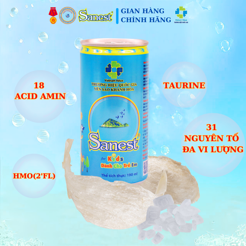 NEW  Nước Yến sào Khánh Hòa Sanest Dành cho trẻ em 7.5% - Khay 30 lon