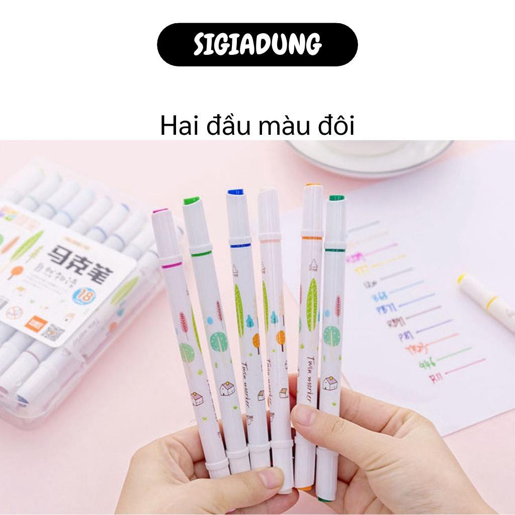 Bút Màu Nước - Bộ 24 Bút Lông 2 Đầu, Tô Màu Vẽ Tranh Nhiều Màu Cho Bé Vẽ, Highlight 6351