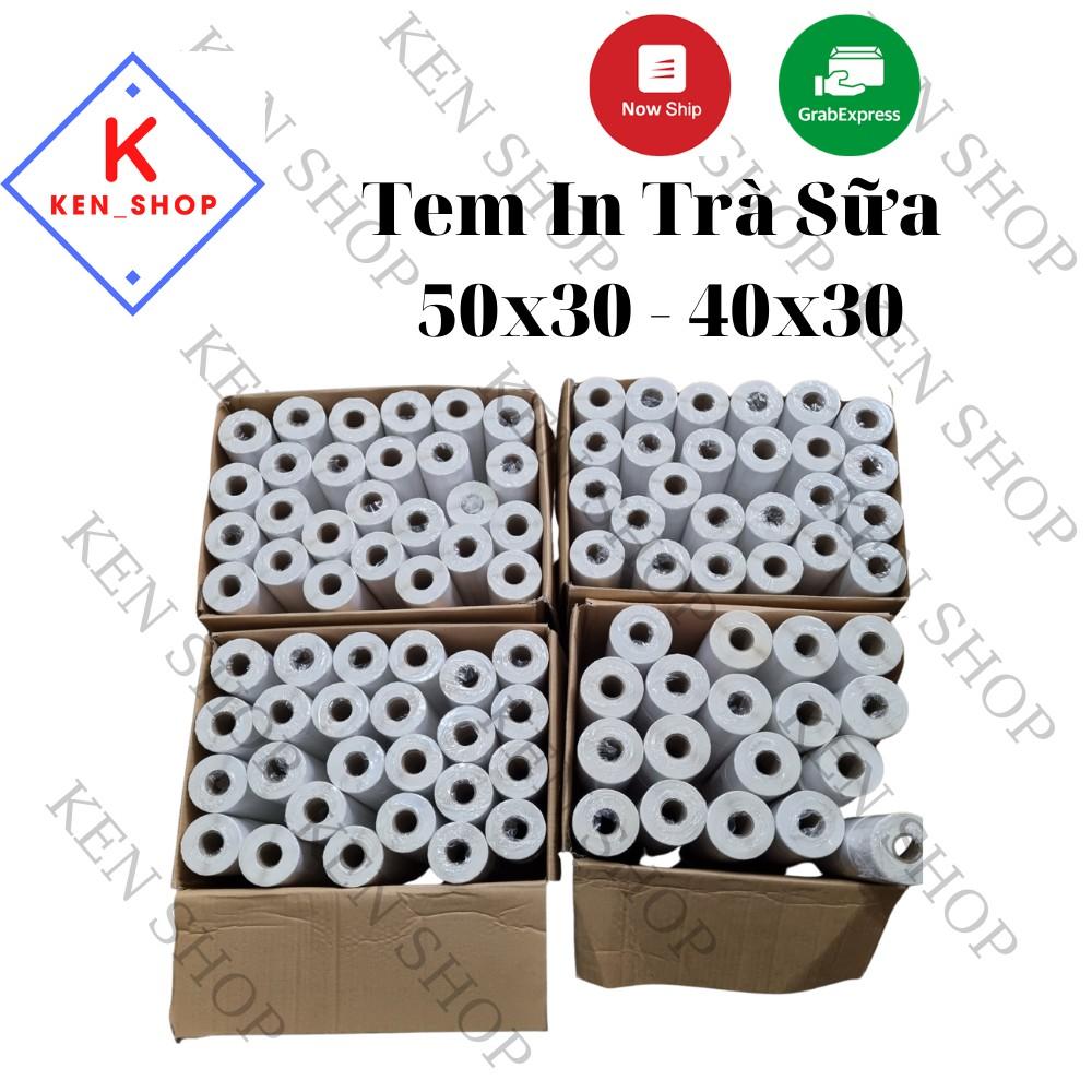 Giấy in tem trà sữa 50x30 (950 tem), 40x30 ( 800 tem) decal nhiệt, giấy in tem dán trà sưa, trà chanh