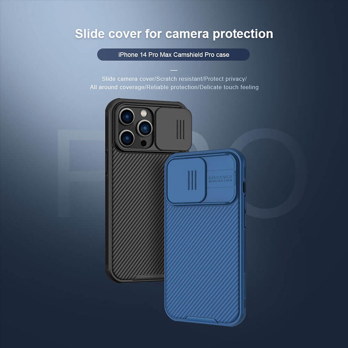 Ốp lưng chống sốc cho Iphone 14 Pro , 14 Pro Max bảo vệ Camera hiệu Nillkin Camshield Pro chống sốc cực tốt, chất liệu cao cấp, có khung & nắp đậy bảo vệ Camera - Hàng chính hãng