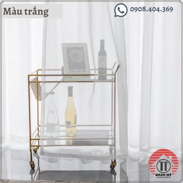 Rèm vải voan linen màu xám hoặc trắng trang trí cửa sổ phòng ngủ phong cách hiện đại