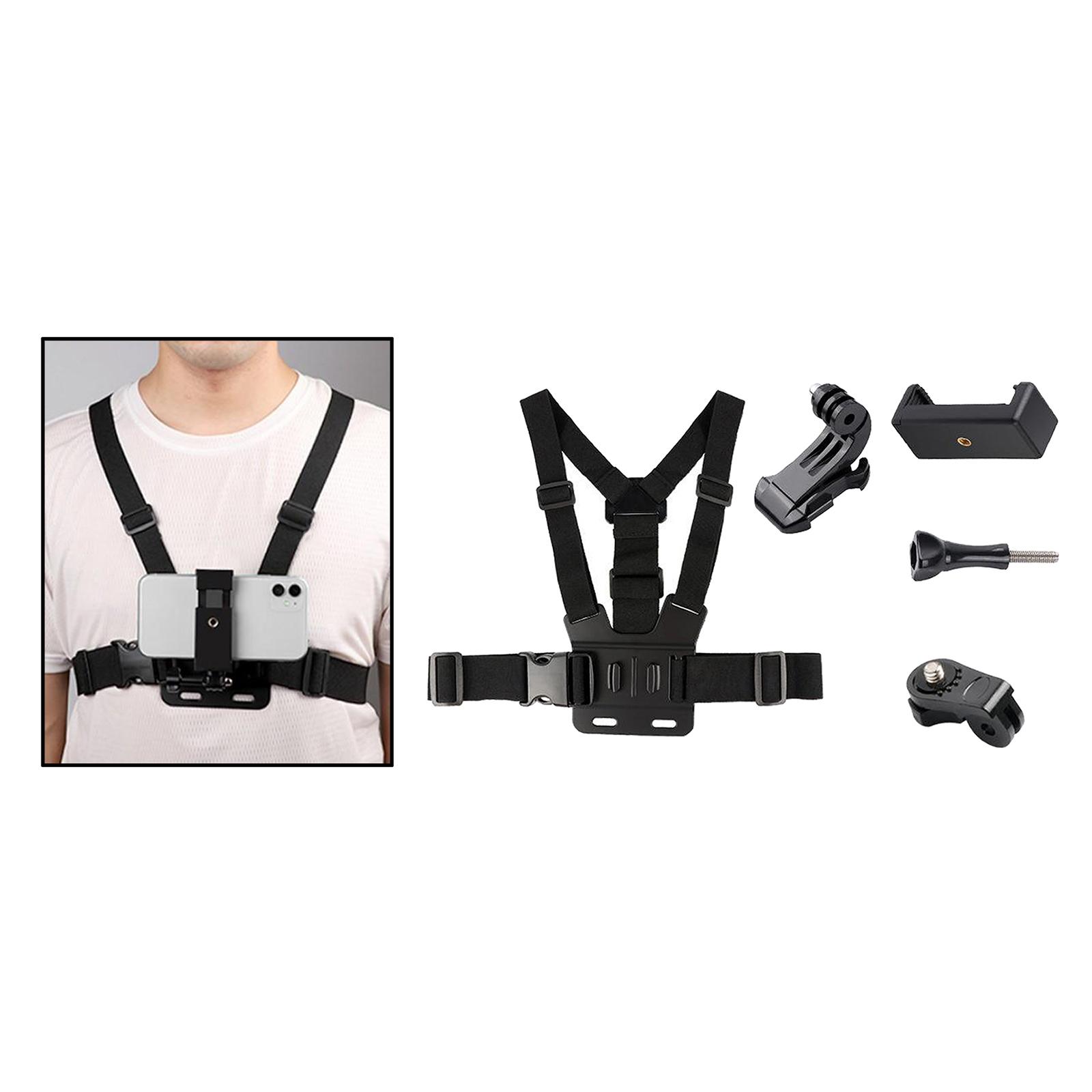 Chest Mount Harness Strap Holder with Phone Clip for Mobile Phones