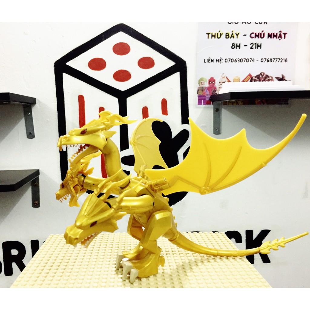 Đồ chơi Lắp ráp Sáng tạo minifig Nhân vật Rồng Ba Đầu vàng Dragon trong phim Godzilla cho bé GXL050