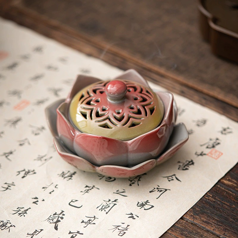 Lư trầm gốm sen A2
