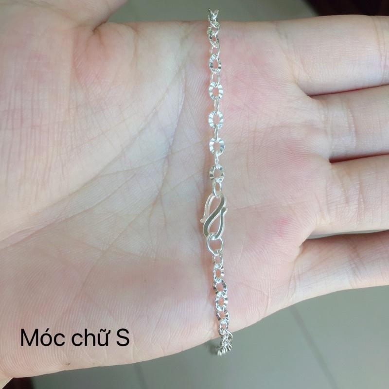 Dây chuyền chữ O phay, dây xoắn k phay, dây dẹt xoắn cho bé yêu dài 36-37 cm chuẩn bạc ta nguyên chất