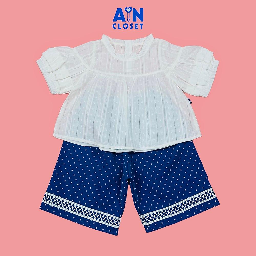 Bộ quần áo Lửng bé gái họa tiết Bi Xanh Tiểu Thư Cotton - AICDBGHKEPDD - AIN Closet