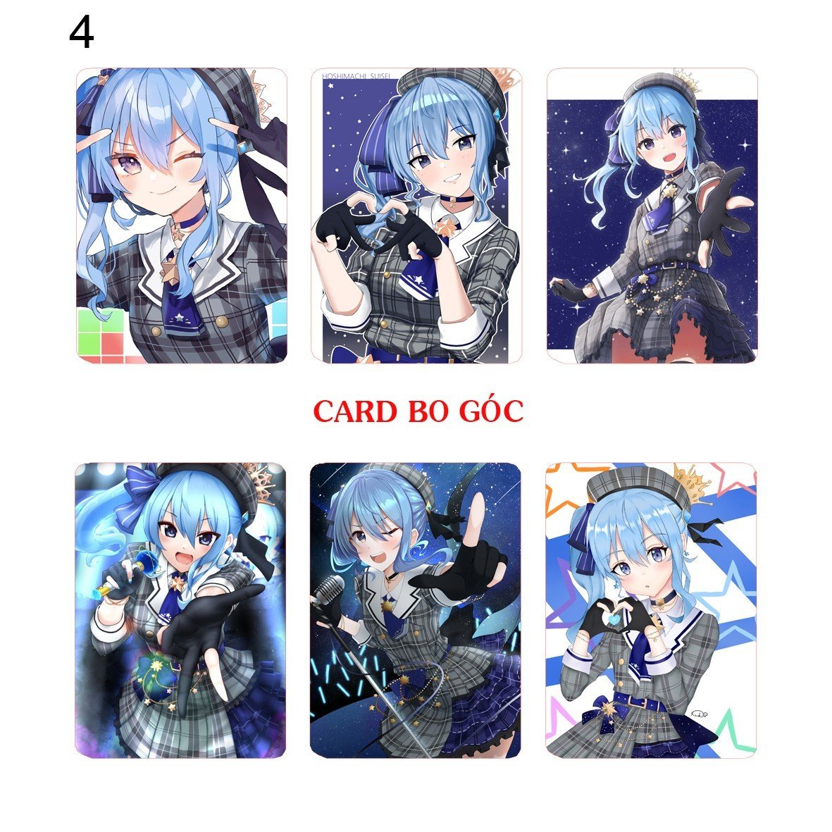 Card bo góc Hoshimachi Suisei Hololive 6 ảnh khác nhau/ Thẻ card hoshimachi Suisei Hololive