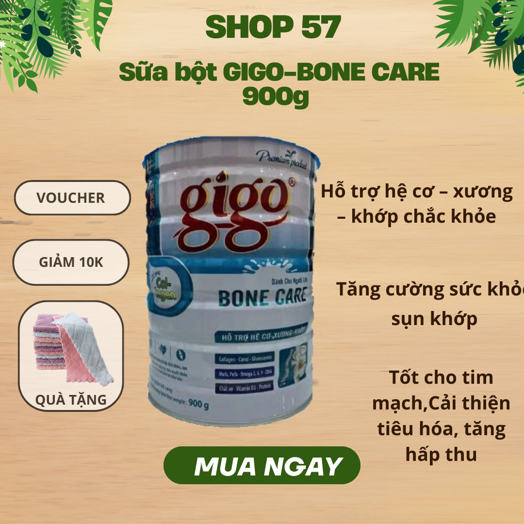 Sữa Bột Gigo Bone Care 900g Hỗ Trợ Xương Khớp  Bổ Sung Collagen, Glucosamin, Canxi