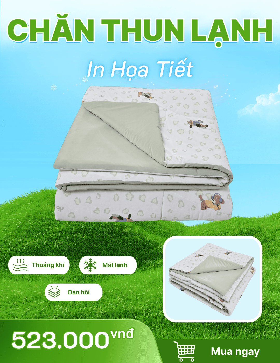 Chăn chần Thun Lạnh 180x200 in Họa Tiết