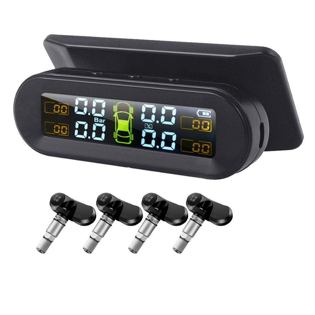 Car Universal Tire Pressure Monitor with External Sensors LCD Display Solar