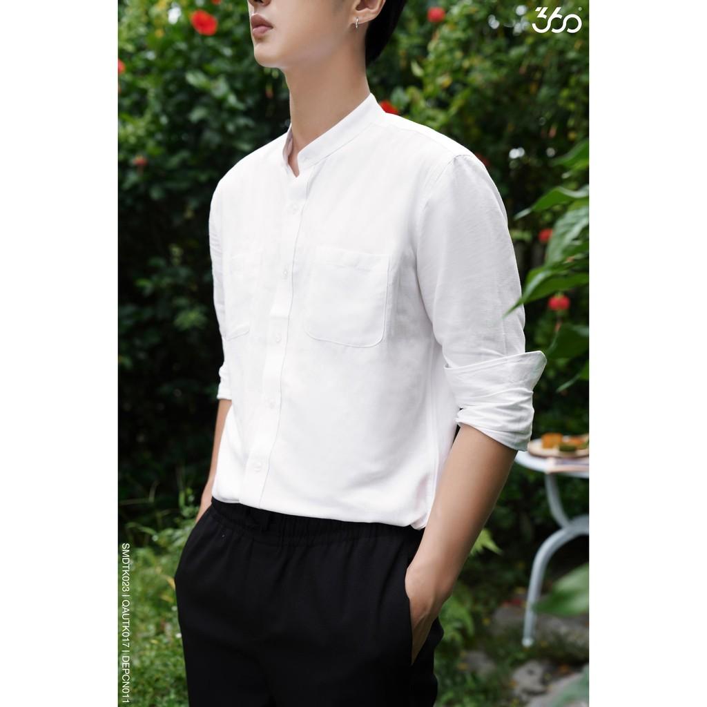 Sale Áo sơ mi nam cổ tàu chất đũi - SMDTK023