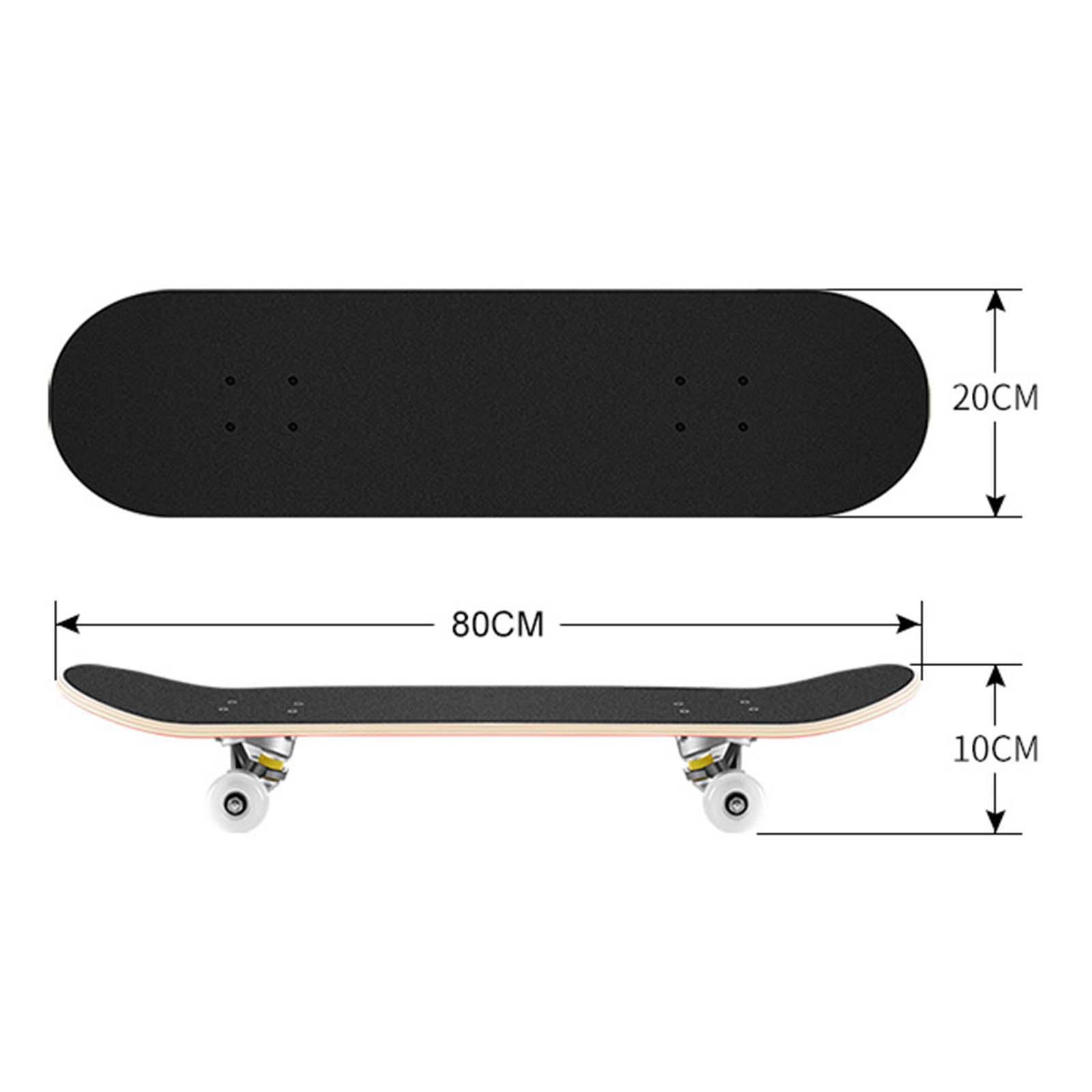 Complete Skateboard Double Kick PU Wheel Wooden Deck Cruiser for Beginners Kids Women Man