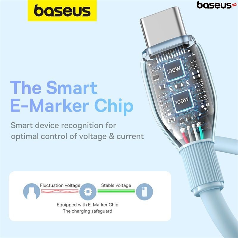 Cáp Sạc Siêu Nhanh Baseus Pudding Series Type-C to Type-C 100W (Fast Charging Data Cable) - Hàng chính hãng