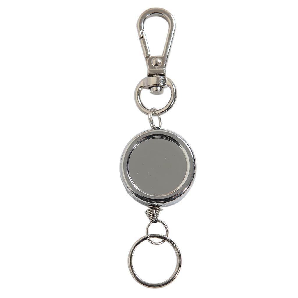2 PCS Retractable Badge Reel with Carabiner Belt Clip and Key Ring for ID Card Key Keychain Badge Holder, Silver