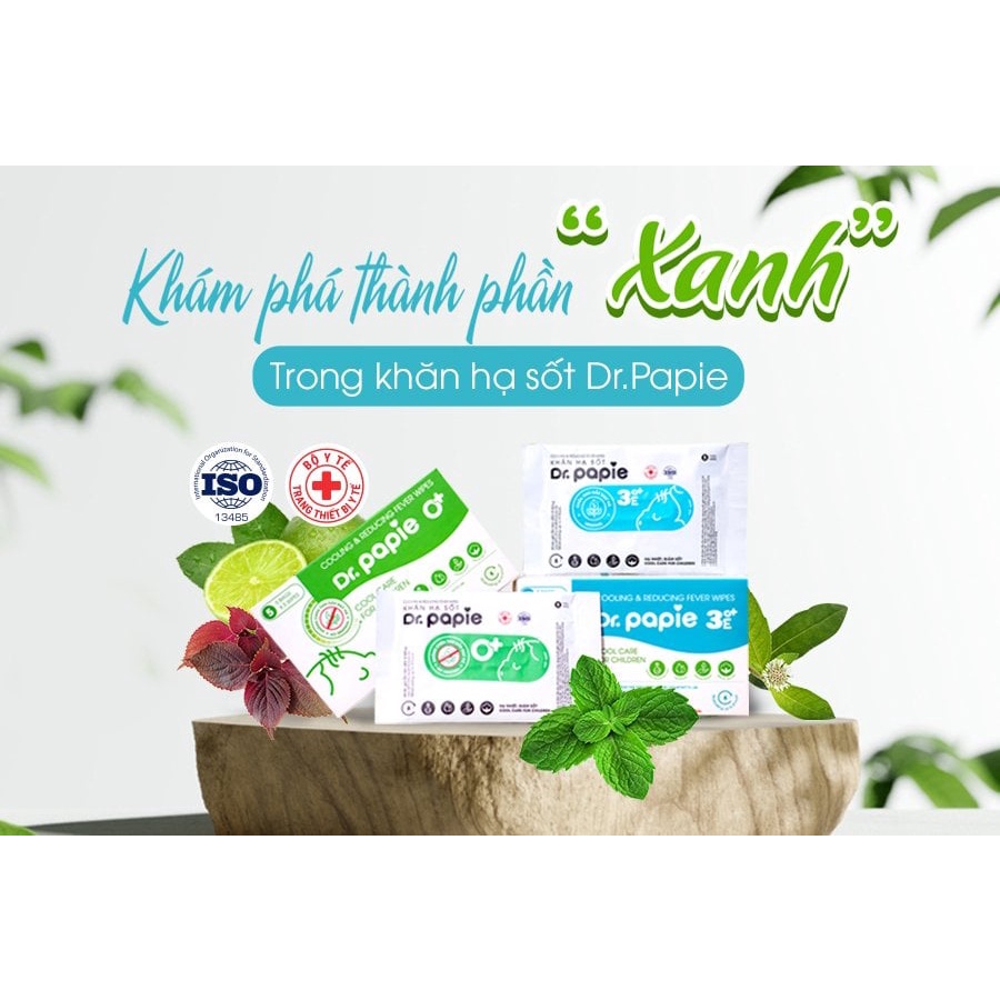 Combo 2 Hộp Khăn Lau Hạ Sốt Dr.Papie 0+ Cho Bé Hạ Nhiệt Giảm Sốt Ngăn Ngừa Co Giật