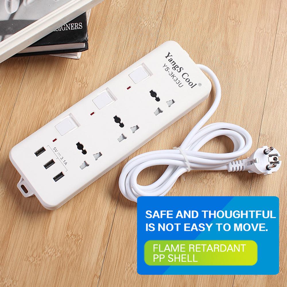 Ổ Cắm Điện Dài Đa Năng Với Cổng Usb Chuyển Mạch Riêng 250V, 10A, 3 Mét