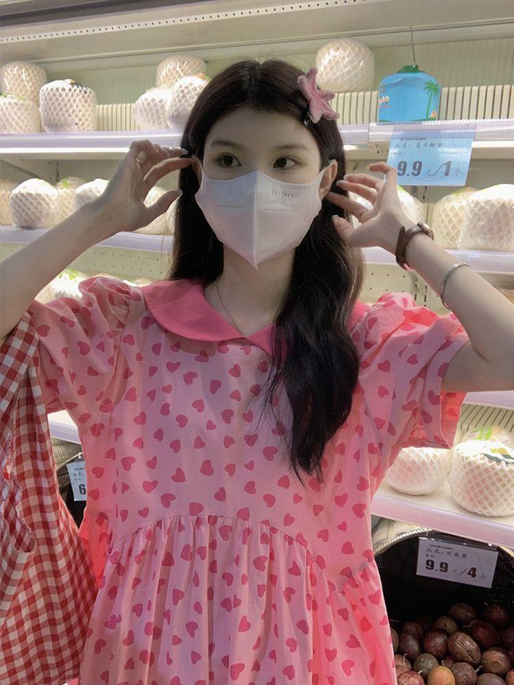 CHENGRUI Váy cổ búp bê Pháp cho nữ mùa hè 2023 đầm dài thắt lưng mỏng sinh viên ngọt ngào dịu dàng váy gió