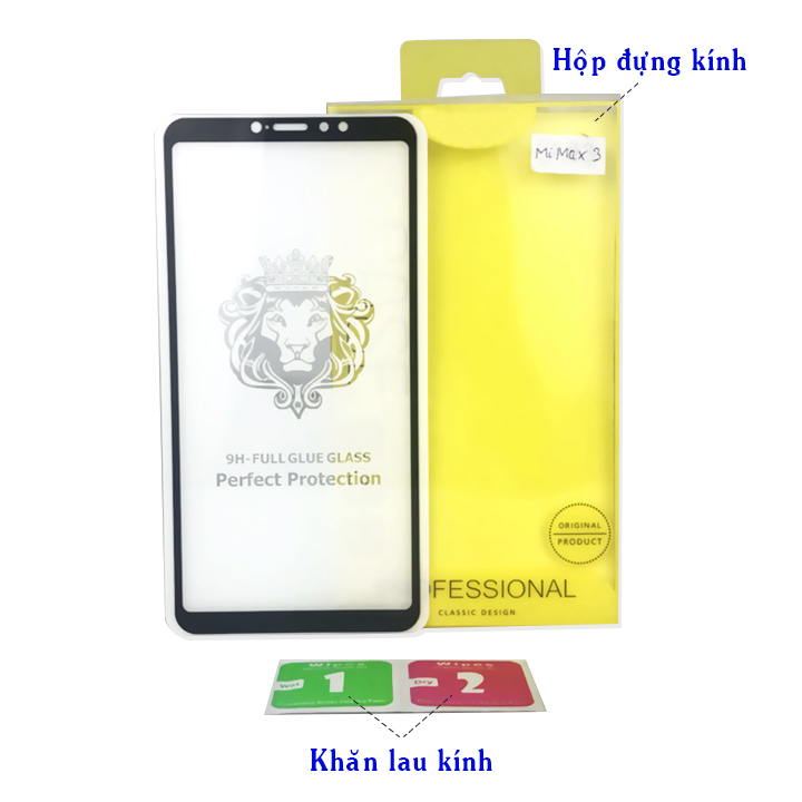 Kính Cường Lực cho Xiaomi Mi Max 3 - Full Màn Hình - Màu Đen - Hàng Chính Hãng