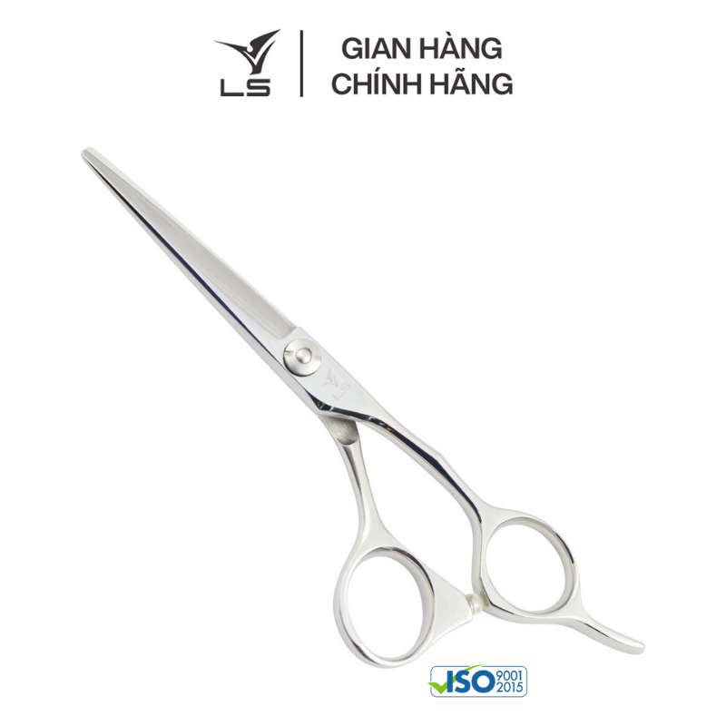 Kéo cắt tóc LS lưỡi thẳng quai offset vênh đỡ ngón cố định JP552