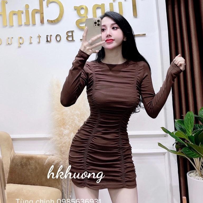 Đầm dự tiệc, Váy nhún con sâu ôm dáng sexy - December Fashion