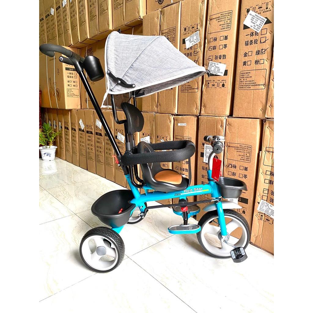 Xe đẩy cho bé có mái che RED Star baby, xe đạp 3 bánh cho bé từ 6 tháng đến 5 tuổi đủ màu: cam, xanh, đỏ, đen- Babibo