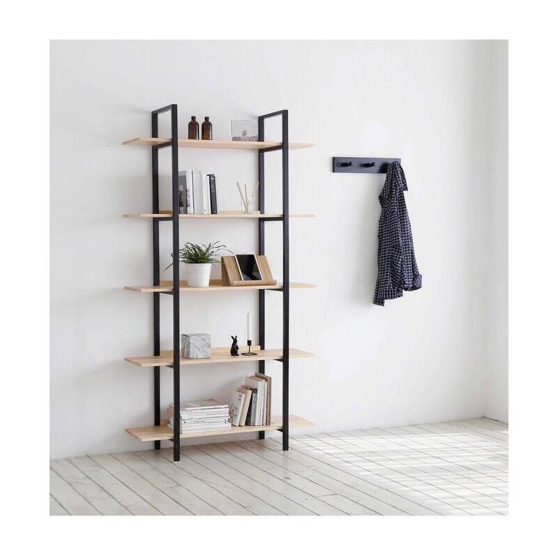 KỆ SÁCH 5 TẦNG KIỂU HÀN QUỐC B BOOKSHELF - MÀU ĐEN PHỐI GỖ