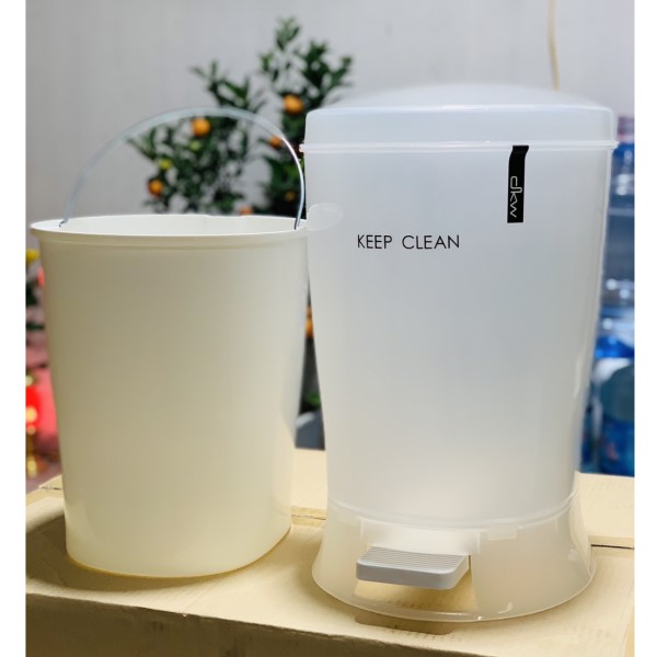 Thùng rác DKW 2 lớp có chân đạp, làm từ nhựa PP cao cấp đảm bảo độ bền - nội địa Thái Lan